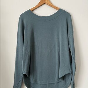 Athleta Ribbed Long Sleeve Top blue Open Back Size Small